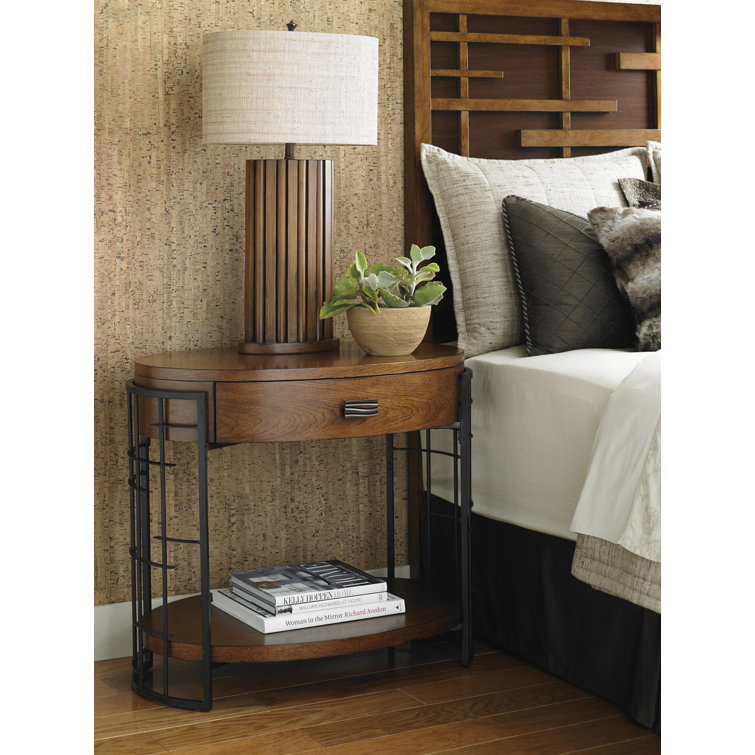 Brown Transitional 1-Drawer Wood Nightstand