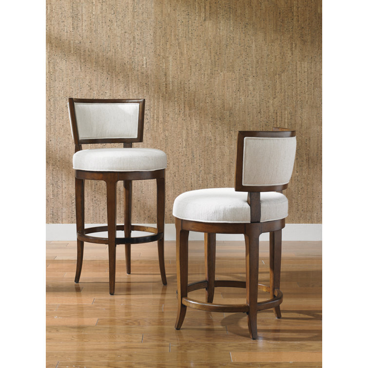 Cream Wood Transitional Swivel Counter Stool
