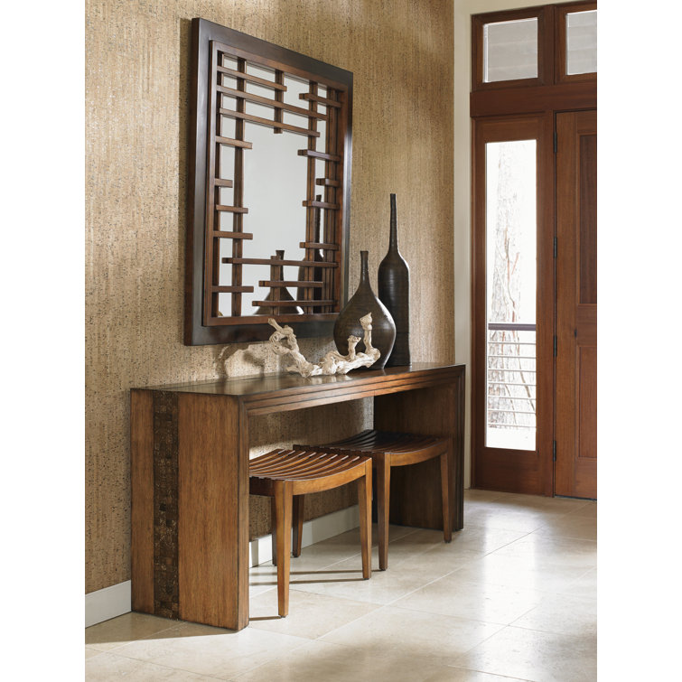 Transitional Brown Wood Rectangular Console Table