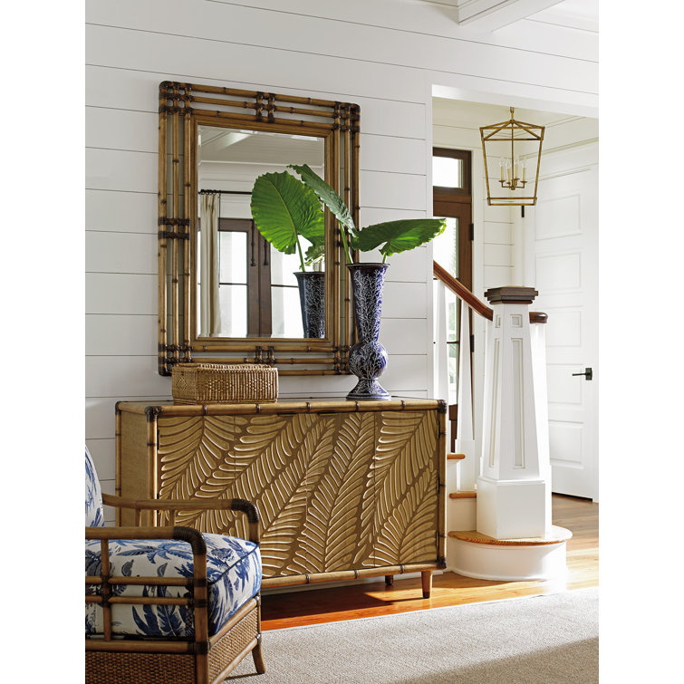 Twin Palms Windward 50.5'' Brown Leather-Wrapped Dresser Mirror