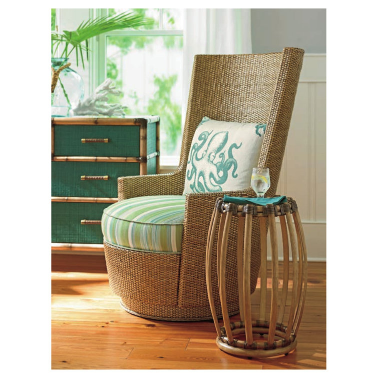 Pacific Teal 4-Drawer Chest with Leather-Wrapped Bamboo