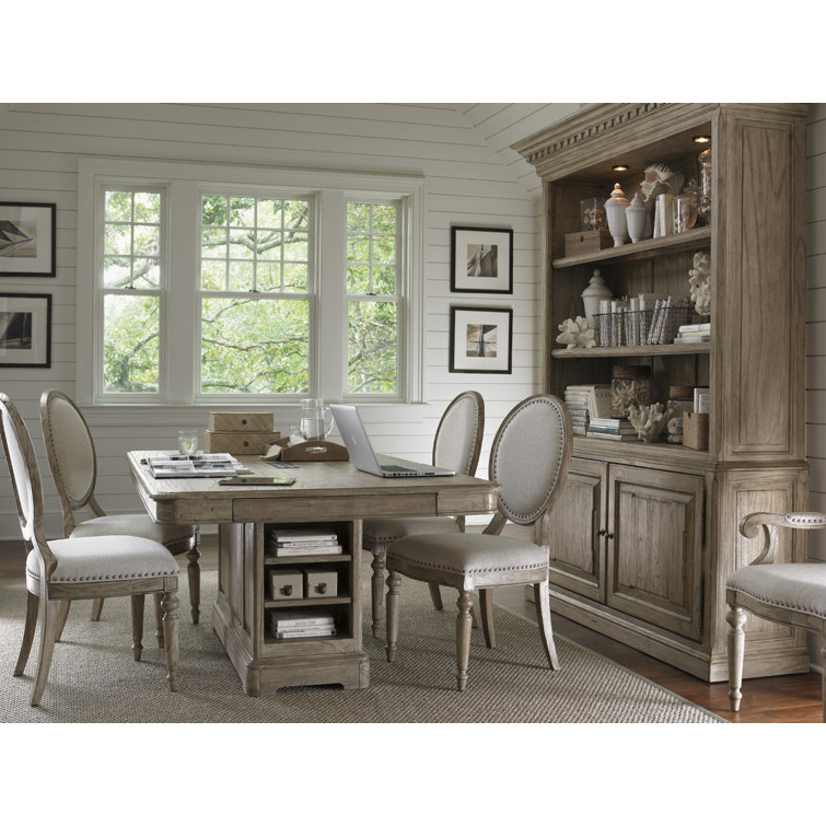 Transitional Barton Creek Adjustable Gray Beige Bookcase with Doors