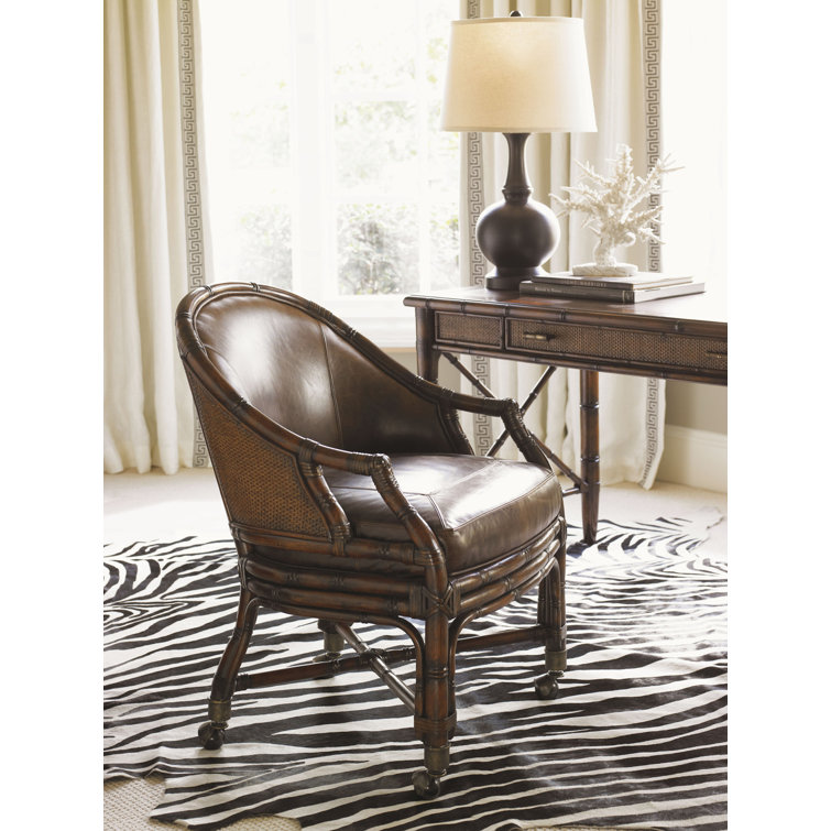 Bal Harbour Brown Leather Rattan Task Chair