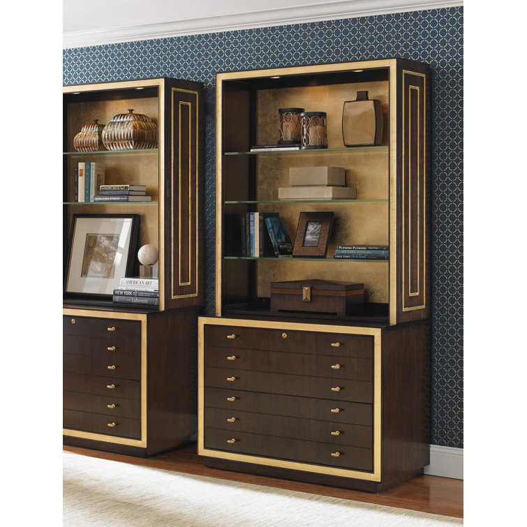 Bel Aire Transitional 44" Brown and Gold Lockable File Chest