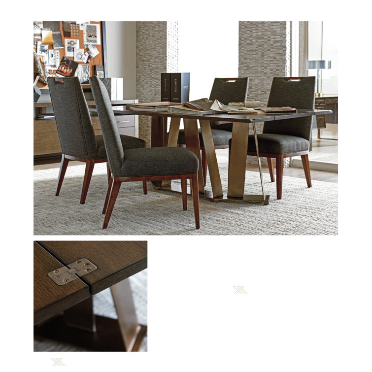 Transitional Brown Wood and Metal Rectangular Console Table