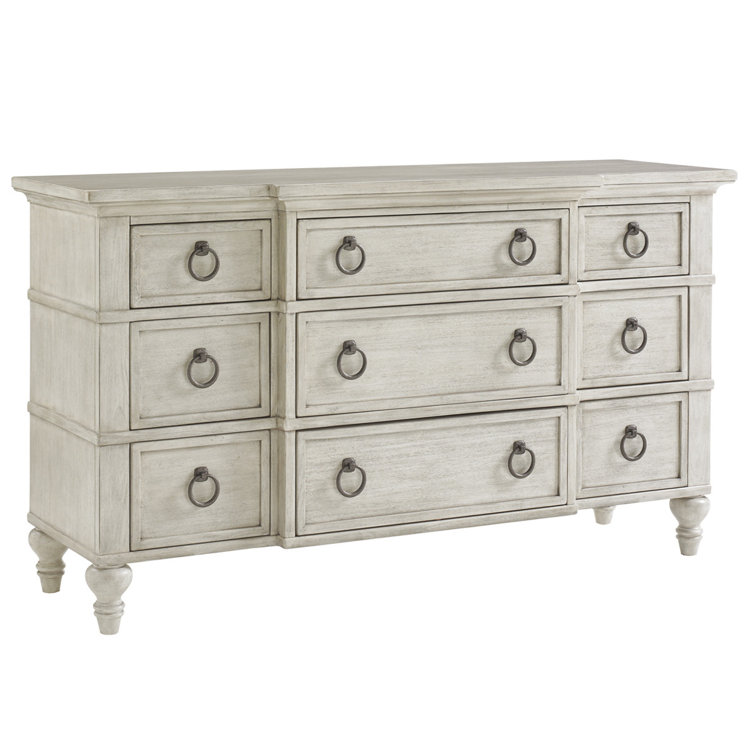 Gray and Light Wood 68" Transitional 9-Drawer Dresser