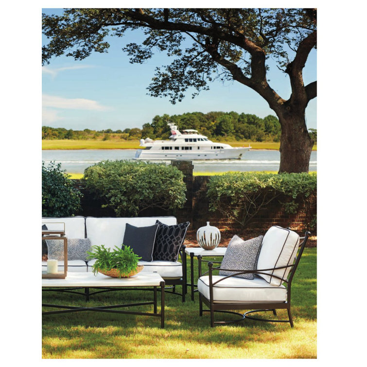 Transitional Graphite Aluminum Arm Chair with White Cushions
