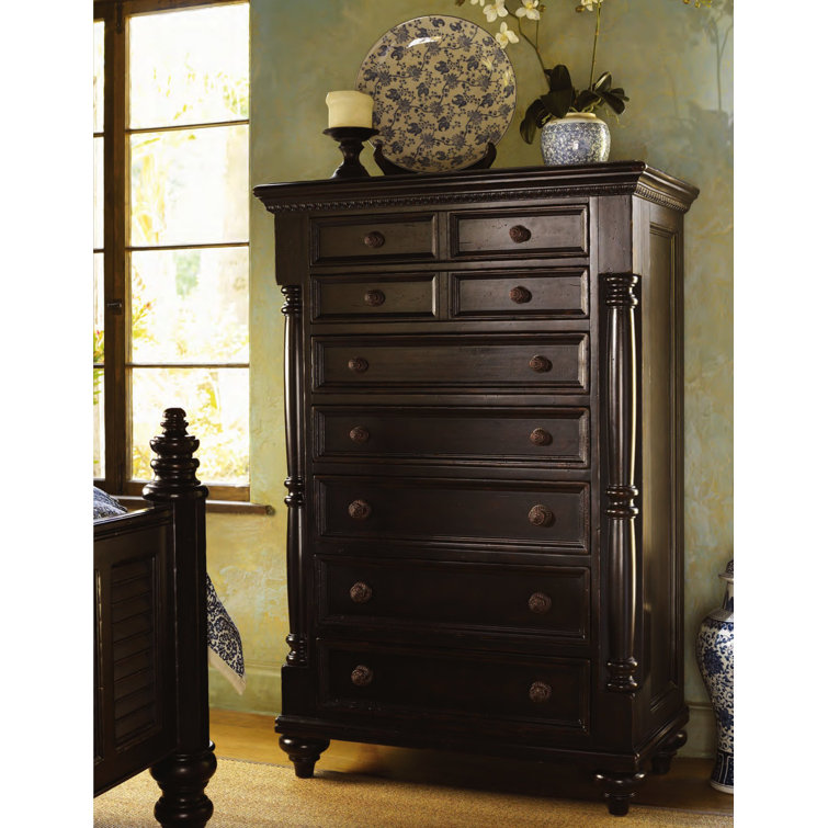 Kingstown 38'' Black Traditional Dovetail 7-Drawer Chest
