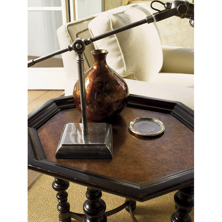 Brown Traditional Octagonal Wood End Table with Storage
