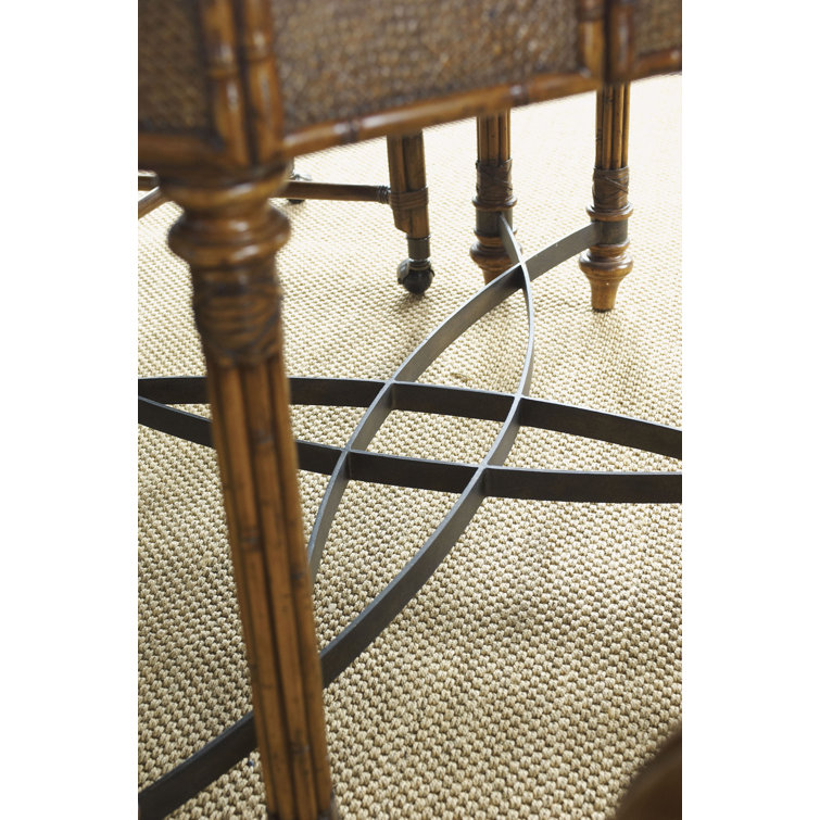Elegant Traditional Leather-Top Game Table with Rattan Drawers, Brown