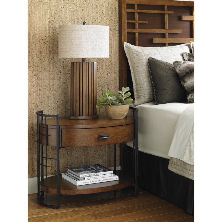 Brown Transitional 1-Drawer Wood Nightstand