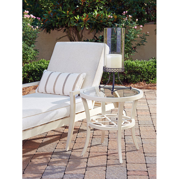 Elegant Ivory and Gold Quatrefoil 24" Round End Table