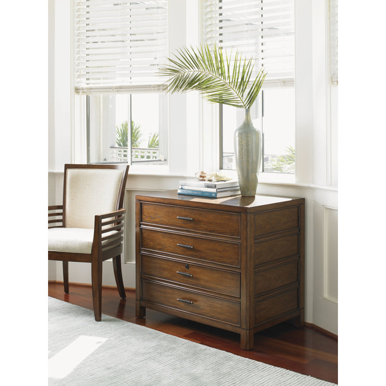 Brown Transitional 2-Drawer Lockable Lateral File Cabinet