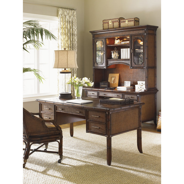Executive Brown Rosewood Home Office Desk with 3 Drawers