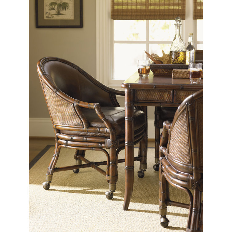 Bal Harbour Brown Leather Rattan Task Chair