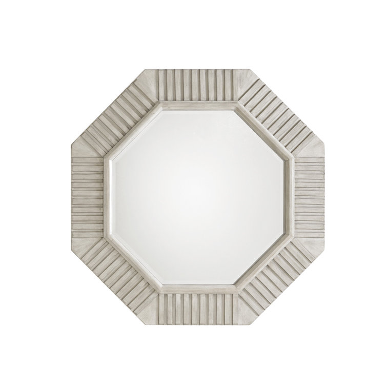 Transitional Cream Beveled 48" Wooden Dresser Mirror