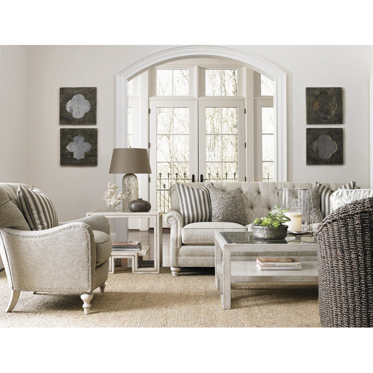 Contemporary Cream Wood Rectangular Coffee Table with Storage