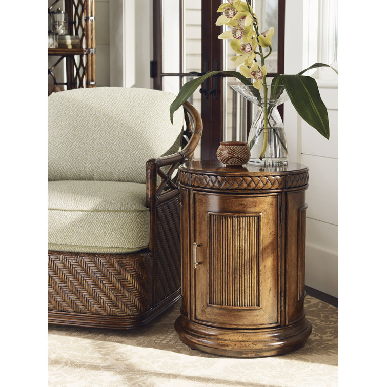 Transitional Bali Hai Belize 19'' Drum End Table with Storage