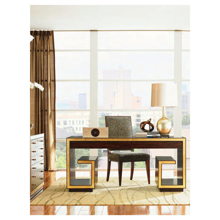 Bel Aire Transitional 44" Brown and Gold Lockable File Chest