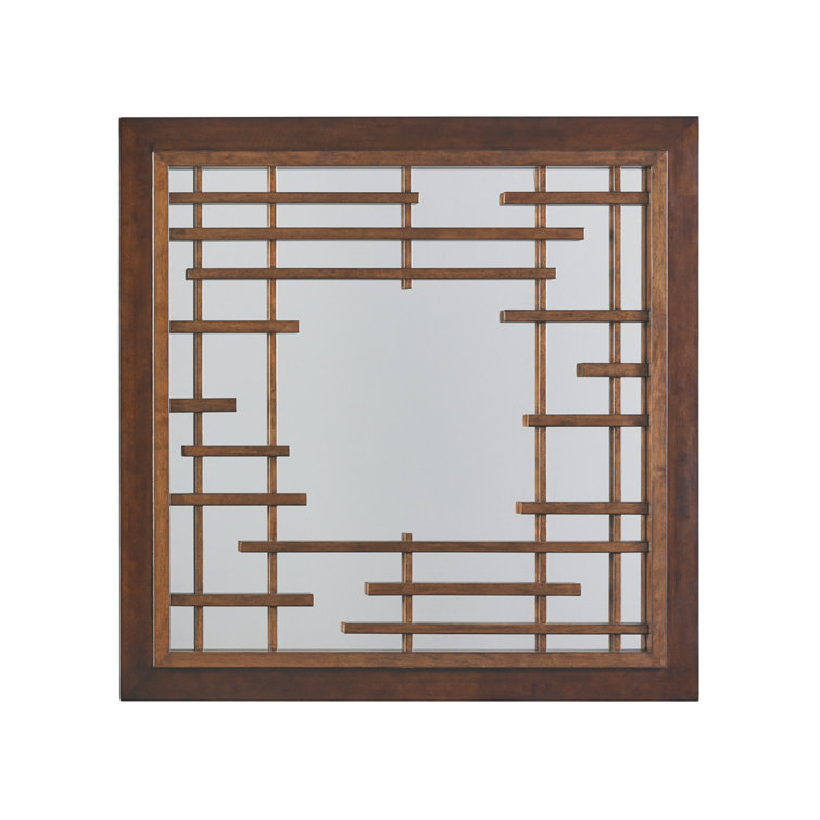 Transitional Brown Wood Rectangular Wall Mirror
