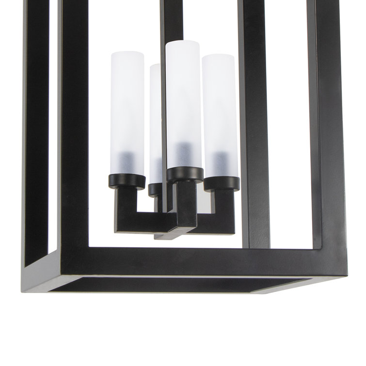 Montecito Black Iron and Frosted Glass 4-Light Outdoor Lantern