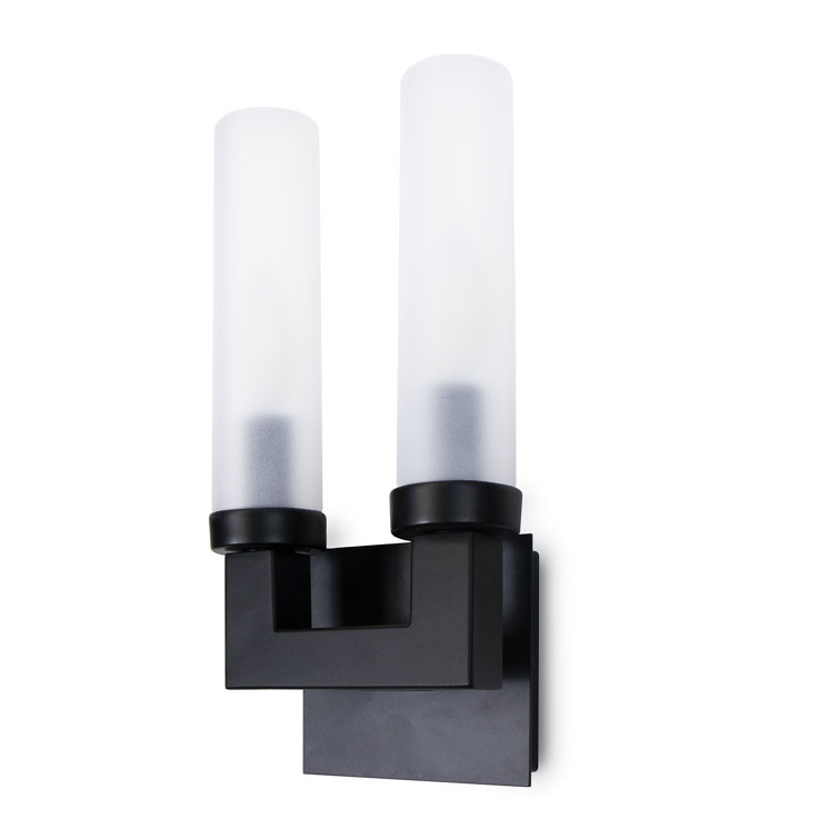 Montecito Black Iron Cylindrical 2-Light Outdoor Sconce