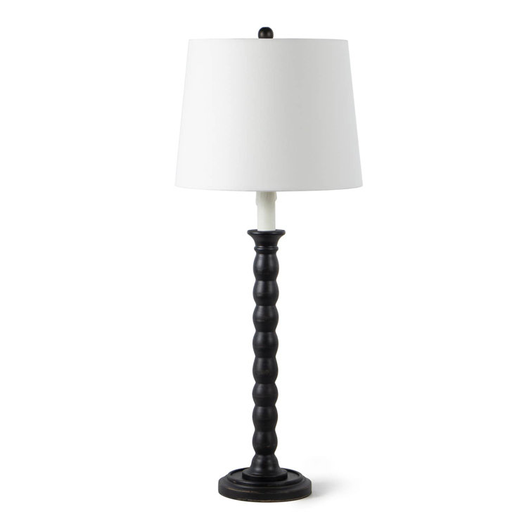 Ebony Linen Shade 3-Way Switch Buffet Lamp