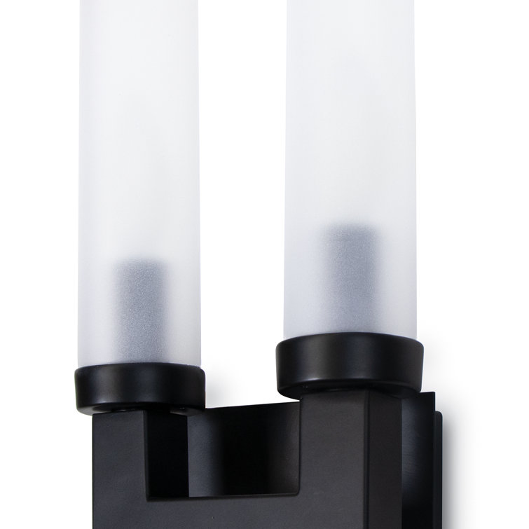 Montecito Black Iron Cylindrical 2-Light Outdoor Sconce