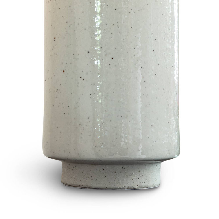 Markus White Ceramic Table Lamp with Linen Shade and Polished Nickel Accents