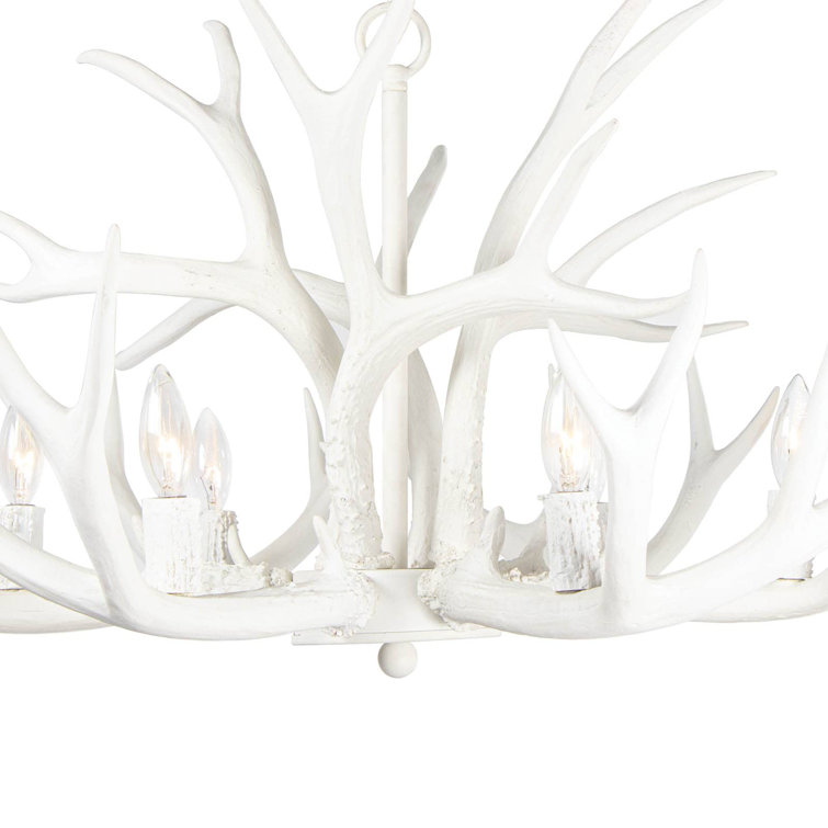 White Resin Antler 6-Light Chandelier