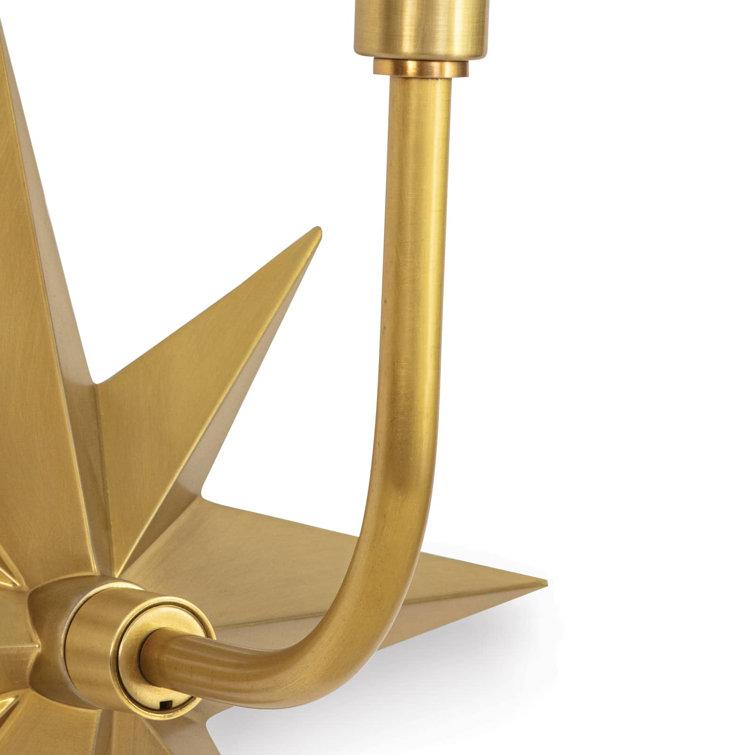 Natural Brass Starburst Sconce with Linen Shade