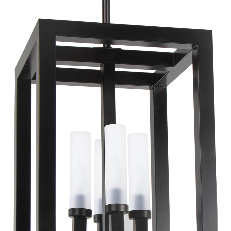 Montecito Black Iron and Frosted Glass 4-Light Outdoor Lantern