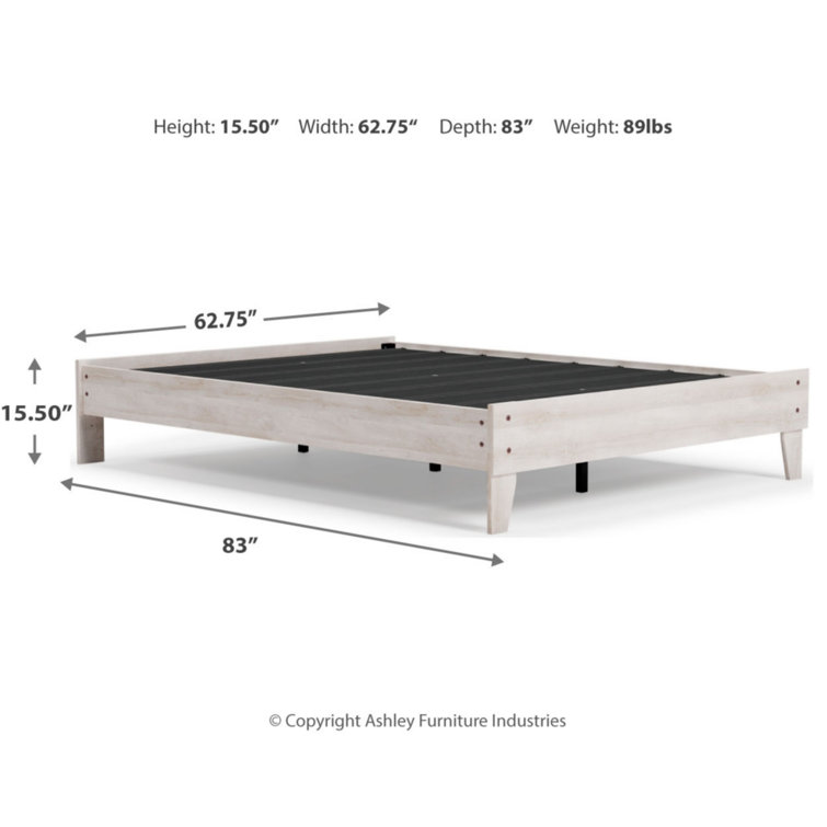 Chic Provincial Queen Platform Bed with Wood Frame in White & Dark Charcoal