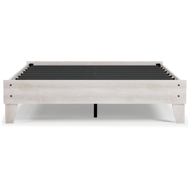 Chic Provincial Queen Platform Bed with Wood Frame in White & Dark Charcoal