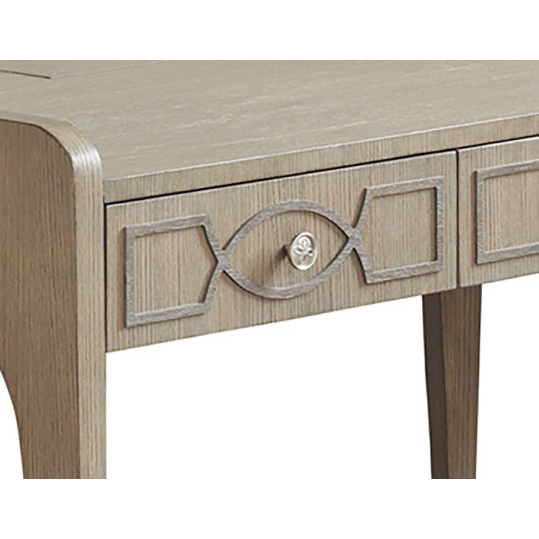 Gray Wood Transitional Home Office Desk with Drawers