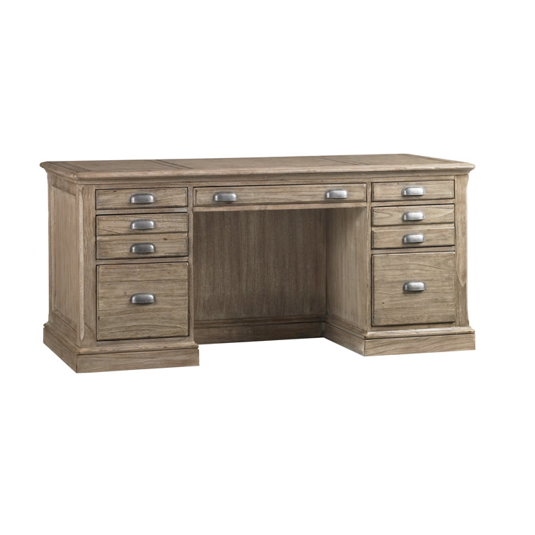 Transitional Barton Creek 66" Executive Home Office Desk in Weathered Driftwood