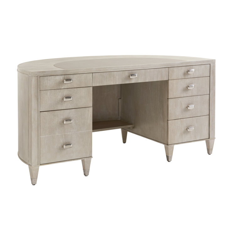 Transitional Greystone Dylan 62'' Cream Home Office Desk with Walnut Veneer