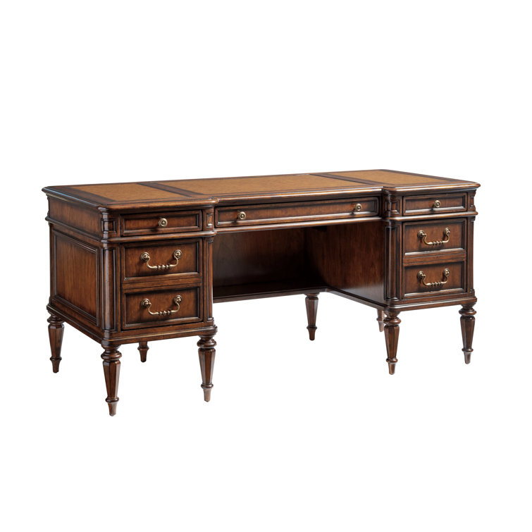 Richmond Hill Traditional Cherry Wood Home Office Desk with Filing Cabinet