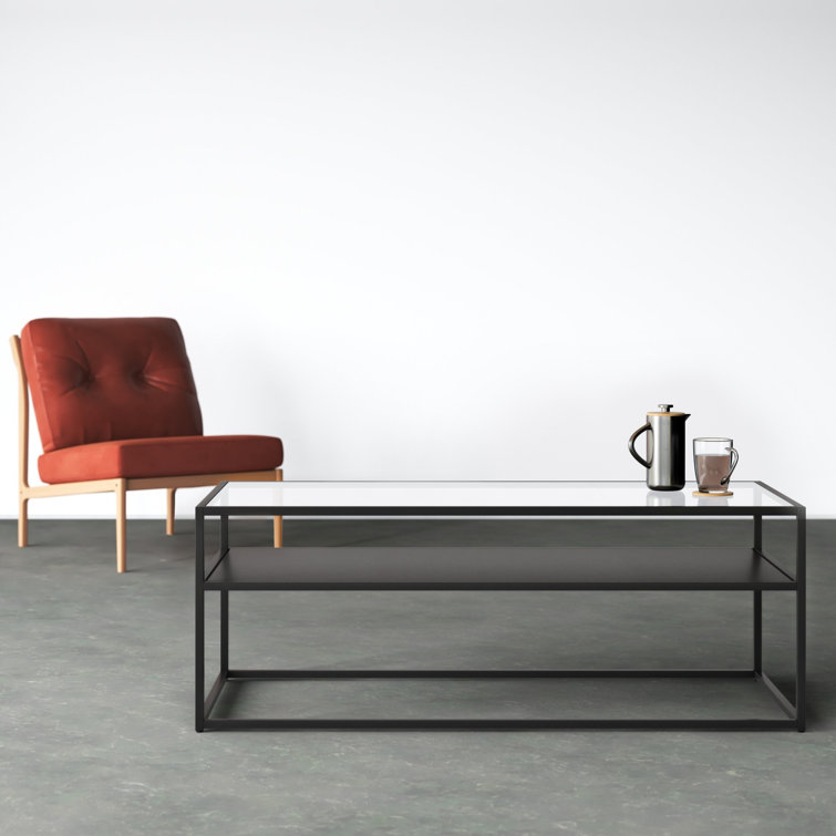 Ada 46'' Rectangular Blackened Bronze Metal & Glass Coffee Table