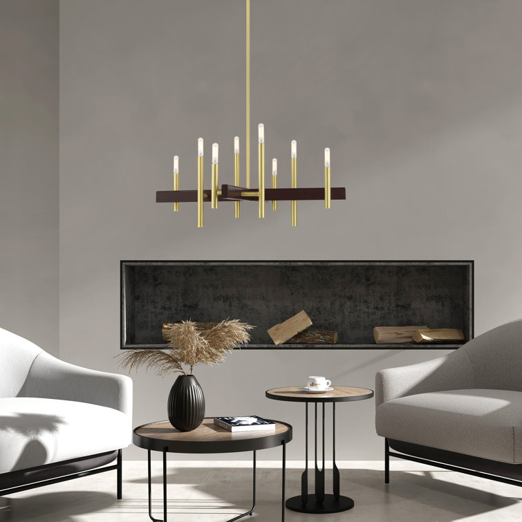 Denmark Satin Brass 8-Light Mid-Century Modern Chandelier