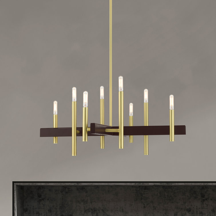 Denmark Satin Brass 8-Light Mid-Century Modern Chandelier