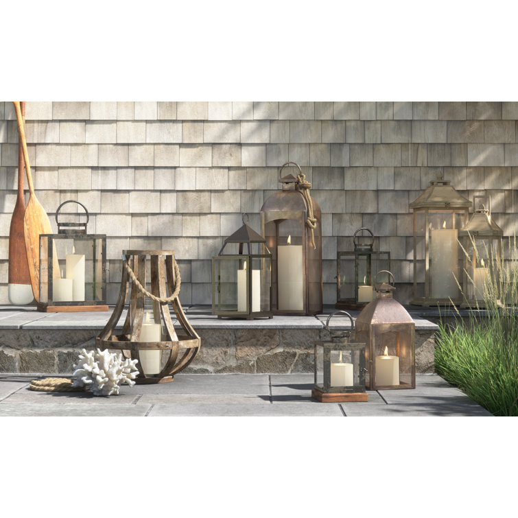 Tall Whitewood Hanging Garden Candle Lanterns, Set of 2
