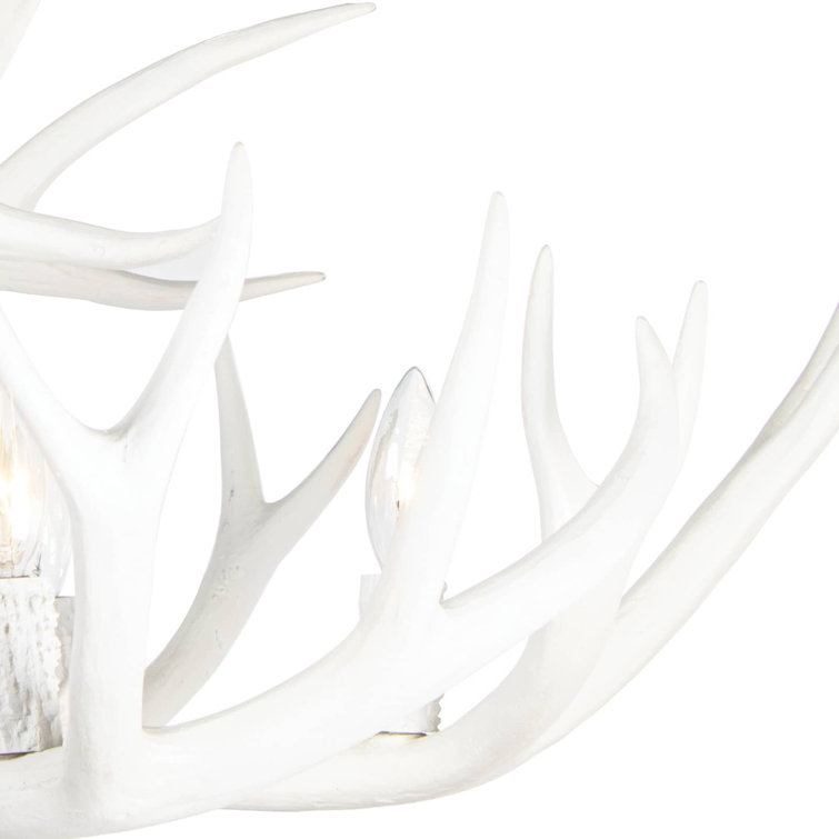 White Resin Antler 6-Light Chandelier