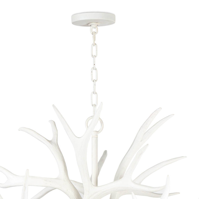 White Resin Antler 6-Light Chandelier