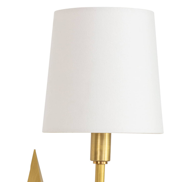 Natural Brass Starburst Sconce with Linen Shade