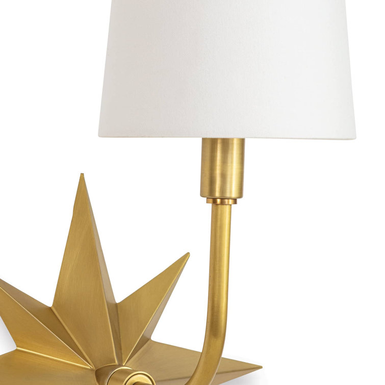 Natural Brass Starburst Sconce with Linen Shade
