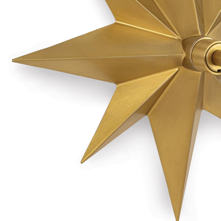 Natural Brass Starburst Sconce with Linen Shade
