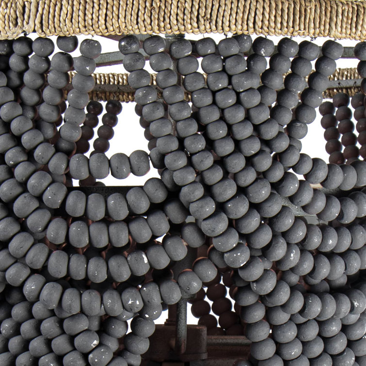 Lorelai Grey Distressed 8-Light Wood Bead Chandelier