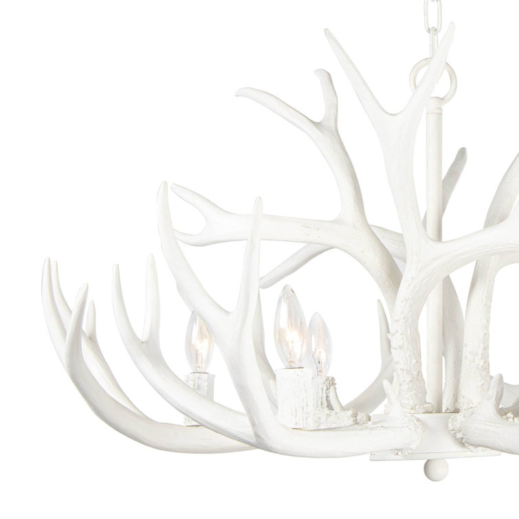 White Resin Antler 6-Light Chandelier