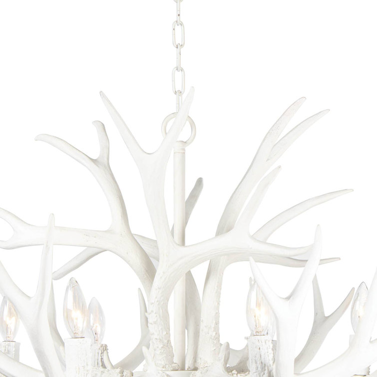 White Resin Antler 6-Light Chandelier